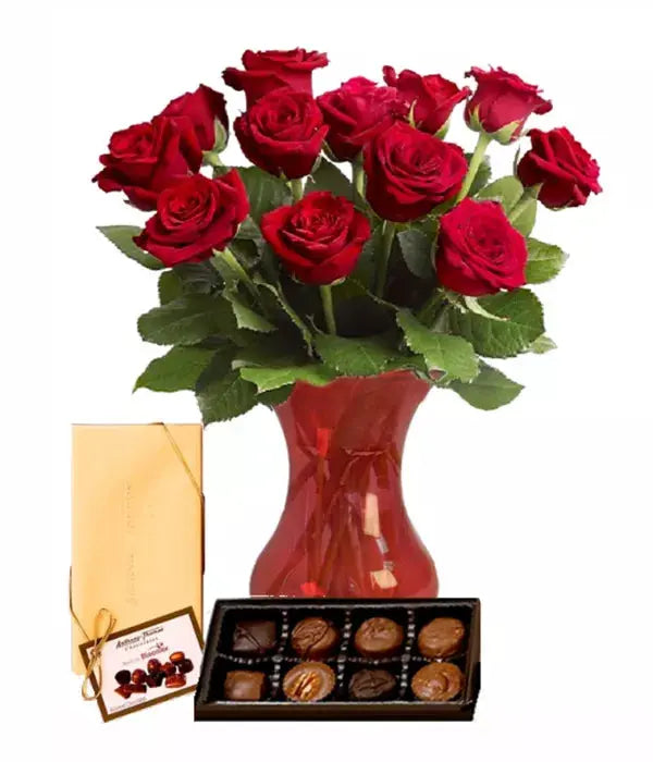 Great Southern Land Get Well Dozen Rose Bouquet with Chocolates
