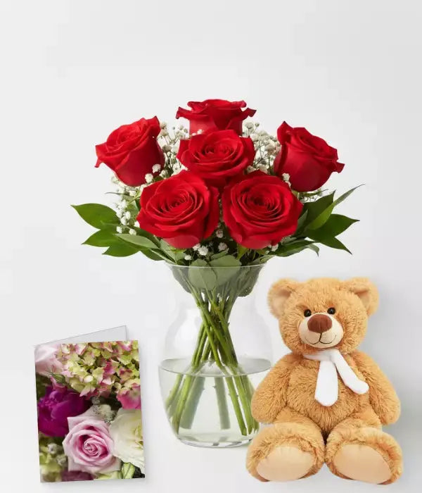 Great Southern Land Thinking of You Half Dozen Rose Bouquet with Wine